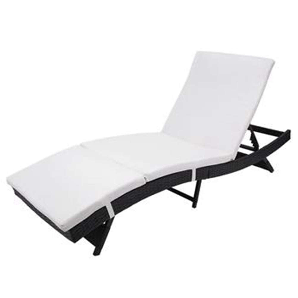 Outdoor Indoors Style MainwaysSpace Patio Chaise Lounge Embossing Vines Chaise Lounge Chair Black