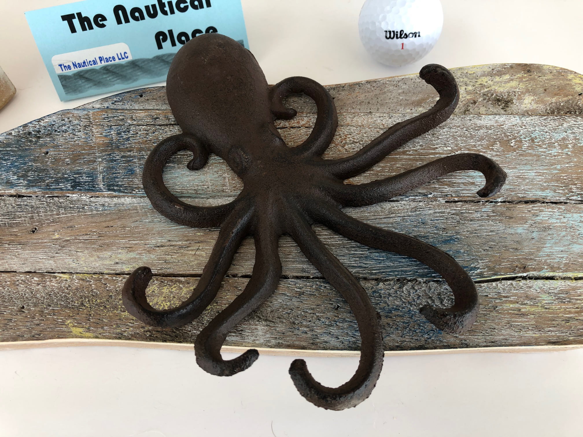 Heavy Cast Iron Octopus Towel Hanger Coat Hooks Hat Hook Key Rack Nautical 