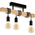 thumbnail image 1 of Lámpara de Techo, Lámpara de Techo Vintage de 3 Llamas en Diseño Industrial, Lámpara Colgante Retro en Acero y Madera, Color: Negro, Marrón, Casquillo: E27 Zhivalor WMJ-0336, 1 of 6