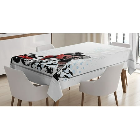 Dining Room Table Protective Covers Hockey Tablecloth, Artwork of a Goalie with Protective Helmet and Stick Playing Sports Passion Theme, Rectangular Table Cover for Dining Room Kitchen, 52 X 70 Inches, Multicolor, by Ambesonne ()