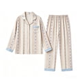 thumbnail image 4 of SAZBJOJN Womens Pajama Sets Button Down Shirts And Long Pants Cute Printed Pajama Set 2 Piece Lightweight Loungewear Pj Sets for Woman Home Wear Size XL Multicolor, 4 of 4