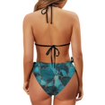 thumbnail image 6 of Chririnla Teal Gold Marble Halter Triangle Bikini Set - Sexy Tie Side Two Piece Swimsuit for Beach Vacation & Pool Party | Figure Hugging, Quick Dry, 6 of 9