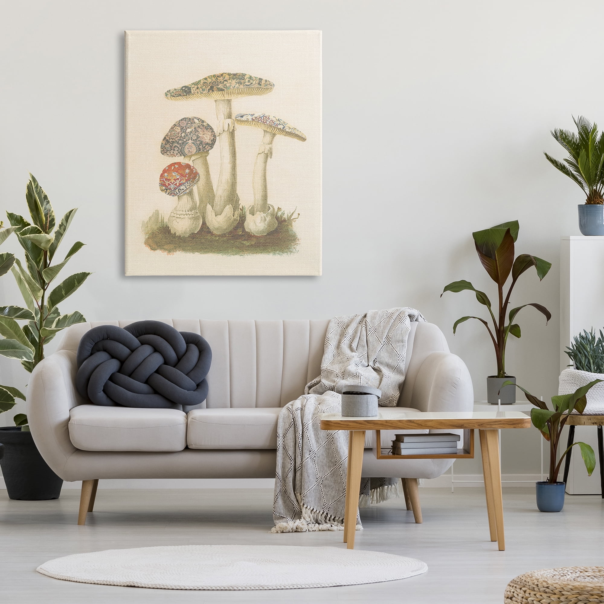 Stupell Industries Vintage Patterned Mushrooms Botanical & Floral Painting Gallery Wrapped Canvas Art Print Wall Art, 36 x 48