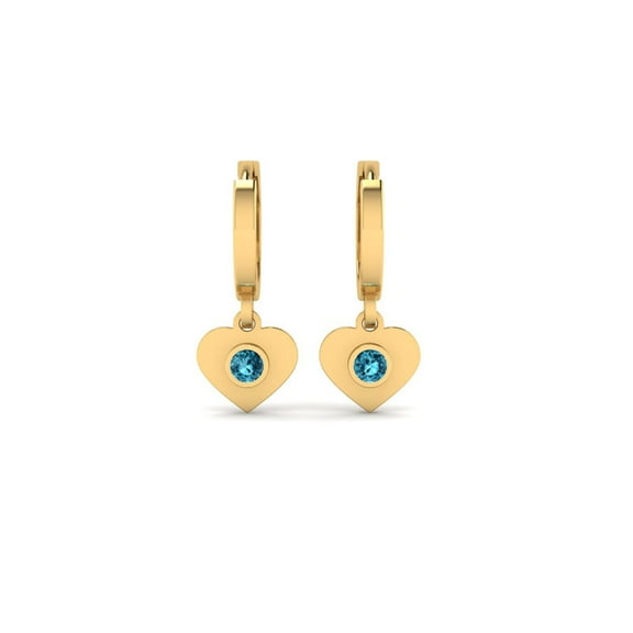 Pure Elegance Heart Shape Dangle Earring for Women 14K Rose Gold Over Silver 0.12 Ct Round Cut Blue Topaz Birthstone