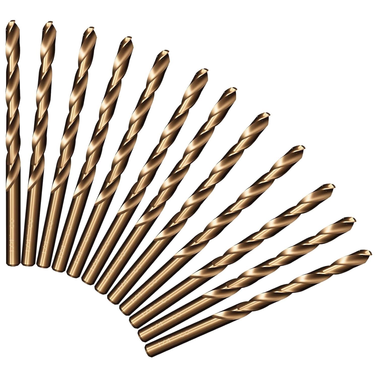 FRKSMD-Techhyren 12pcs Cobalt Drill Bit Set, 1/4" M35 HSS Jobber Length Metal Drill Bit Set for Stainless Steel, Hard Metal, Cast Iron, Wood and Plastic, with Storage Case