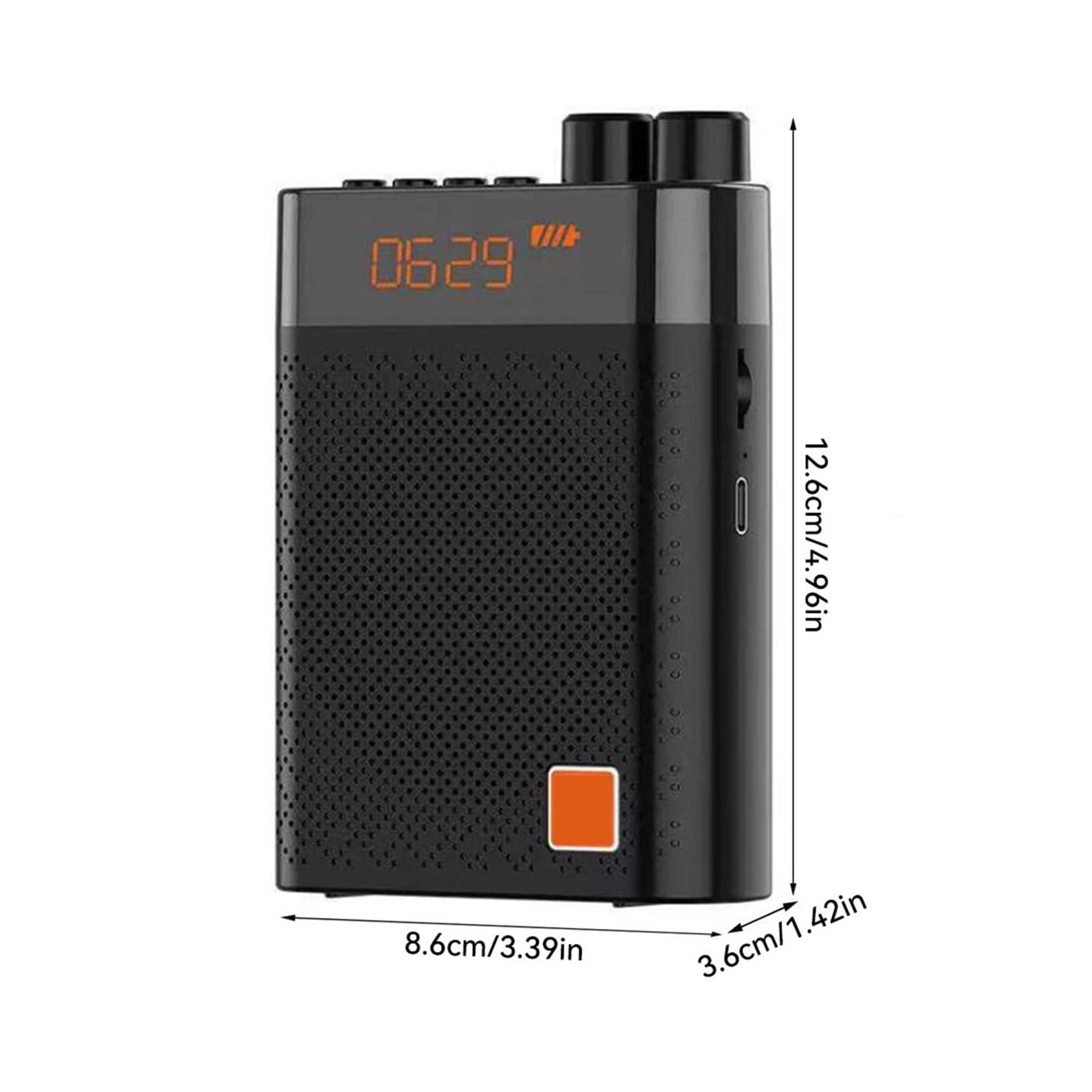 UHF Wireless Megaphone Teacher Loudspeaker Voice Amplifier Waist Hanging High Power Speaker U Disk Connection Black ,High Sound