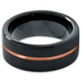 thumbnail image 2 of P. Manoukian Tungsten Wedding Band Ring 8mm for Men Women Black & 18K Rose Gold Plated Center Line Pipe Cut Brushed Polished Lifetime Guarantee Size 13, 2 of 4