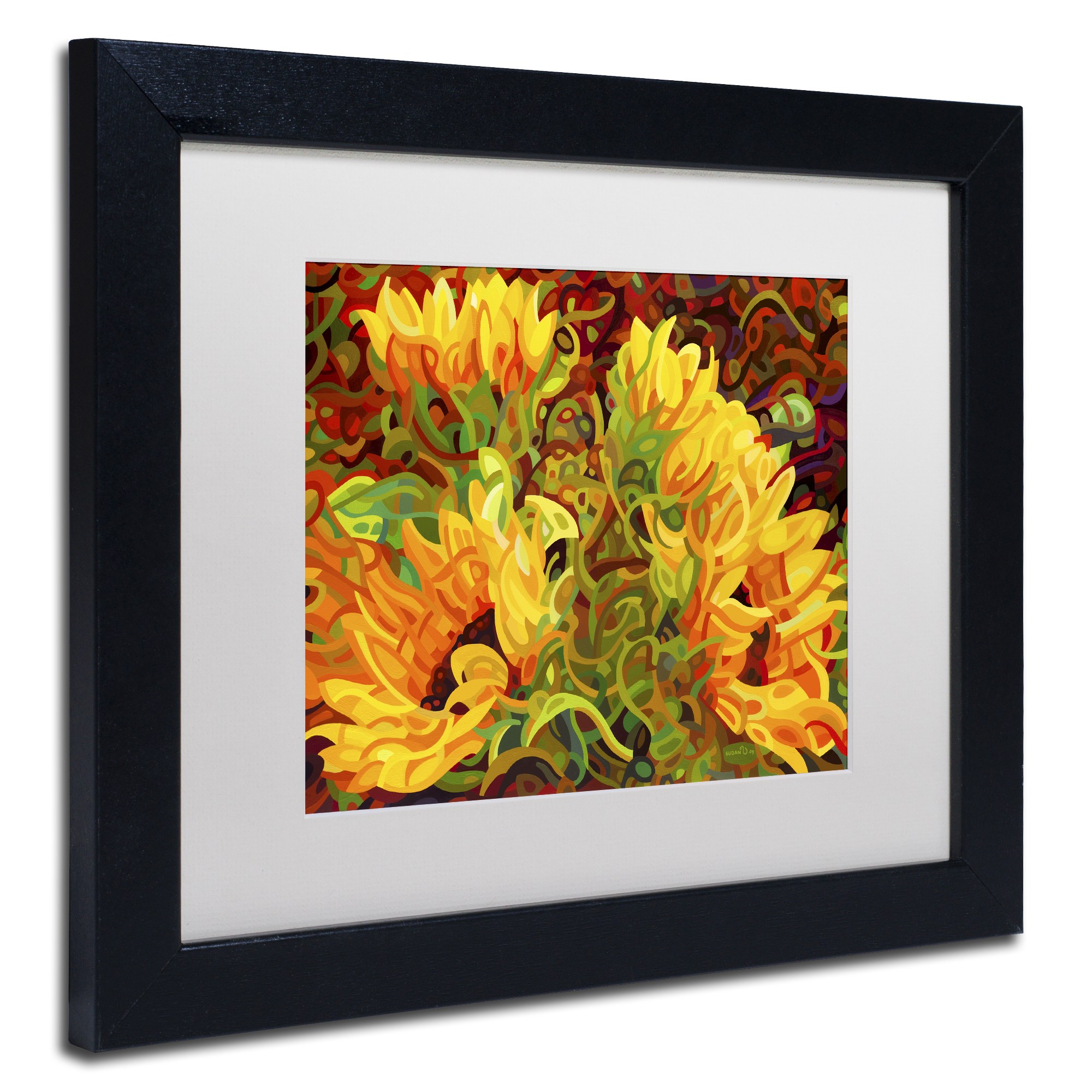Mandy Budan 'Four Sunflowers' Matted Framed Art