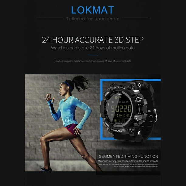Lokmat Mk16 Smart Watch Army Rugged Men Women Watch 12 Months Battery Life Ip67 5Atm Waterproof El Luminous Sports Bt Smartwatch Pedometer Activity Fitness Remote Camera Alarm Week Date Walmart