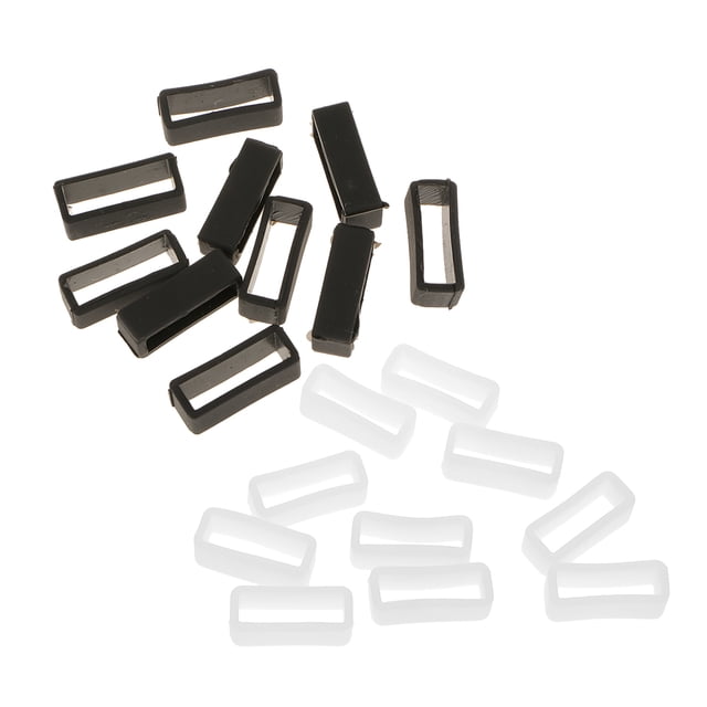 20 Piezas Caucho Blanco / Negro Reemplazo Loops Keeper End Holder 22mm Sunnimix Mira el guardián de goma