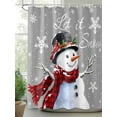 thumbnail image 3 of Gray Christmas Bathroom Curtain 72 Inch Shower Curtain with Hooks, Snowflake Snowman Xmas Birds Berry Waterproof Polyester Bath Curtain Washable Bathtub Curtain 60''x 72'', 3 of 6