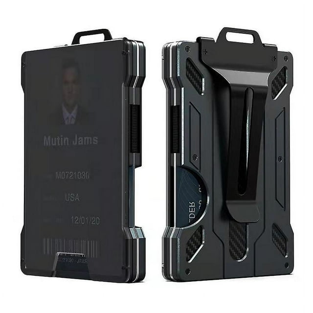 Cartera para Hombre Tarjetero Delgado de Aluminio de Metal TANGJMXG Tarjetero 95*60*13.5 mm Negro