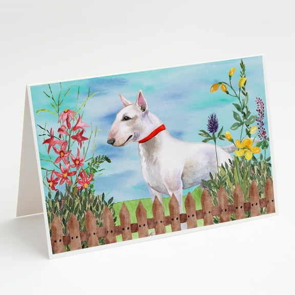 Bull Terrier Spring Greeting Cards and Envelopes Pack of 8