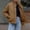 Brown, variant on IROINNID Womens Casual Loose Long Sleeve Snap Front Solid Color Fuzzy Coat Quilted Jacket with Pockets Elastic Cuffs Cozy Warm Winter Outerwear for Fall Daily Wear(Dark Gray,XL)