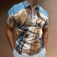 thumbnail image 2 of Western Cowboy Riding Men Zipper T-shirt Summer Casual Short Sleeve T-shirt Top, 2 of 7
