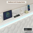 thumbnail image 4 of ANPOO LED Twin Bed Frame with Power Outlet & 2 Drawers, Upholstered PU Leather Platform Bed with Diamond Tufted Storage Headboard&Footboard, No Box Spring Needed, Noise Free, White, 4 of 10