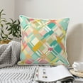 thumbnail image 2 of DouZhe Velvet Decorative Throw Pillow Covers Set of 2, Soft Square Cushion Cover with Invisible Zipper Colorful Geometric Squares Llines Printing, 16"x16", 2 of 7