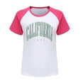 thumbnail image 3 of Girls T Shirt Short Sleeve Crewneck Color Block City California Letter Print Boys Tee Girls Tops 8 Years,Hot Pink, 3 of 3
