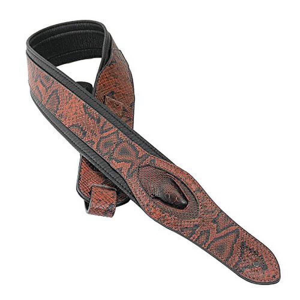 Walker & Williams SF-01 Copperhead Snakeskin Pattern Padded Guitar Strap with Snakehead