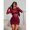 Burgundy, variant on Women's Solid Color Contrast Mesh Pleated Sexy Mini Dress, Burgundy, Sizes
