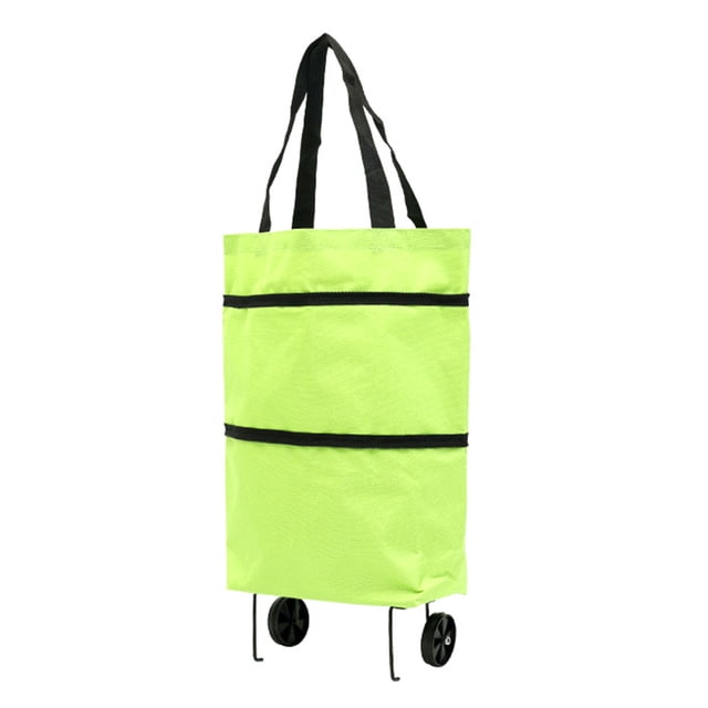 Flmtop Shopping Cart Bag Portable Metal Bracket Oxford Fabric Strong Load Capacity Storage Pouch Daily Use