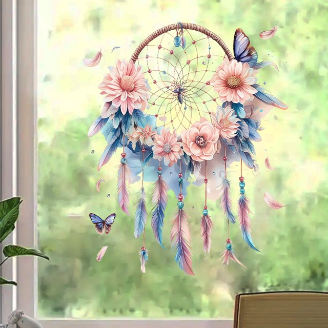 Adhesivos de pared Dreamcatcher Bohemian Feather Butterfly