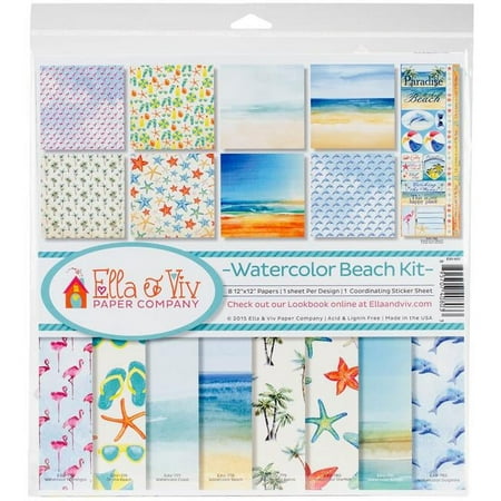 UPC: 0895707408033 | Reminisce EAV803 12 x 12 in. Ella & Viv Collection Kit – Watercolor Beach
