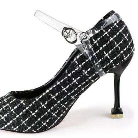black high heel ankle strap shoes