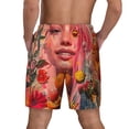 thumbnail image 2 of Lsque Mens Swim Trunks Vibrant Floral Collage Portrait Pattern - Bathing Suit Compression Liner - Beach Swim Shorts Swimwear - (S-3XL) - Stretch Quick Dry -Small, 2 of 9