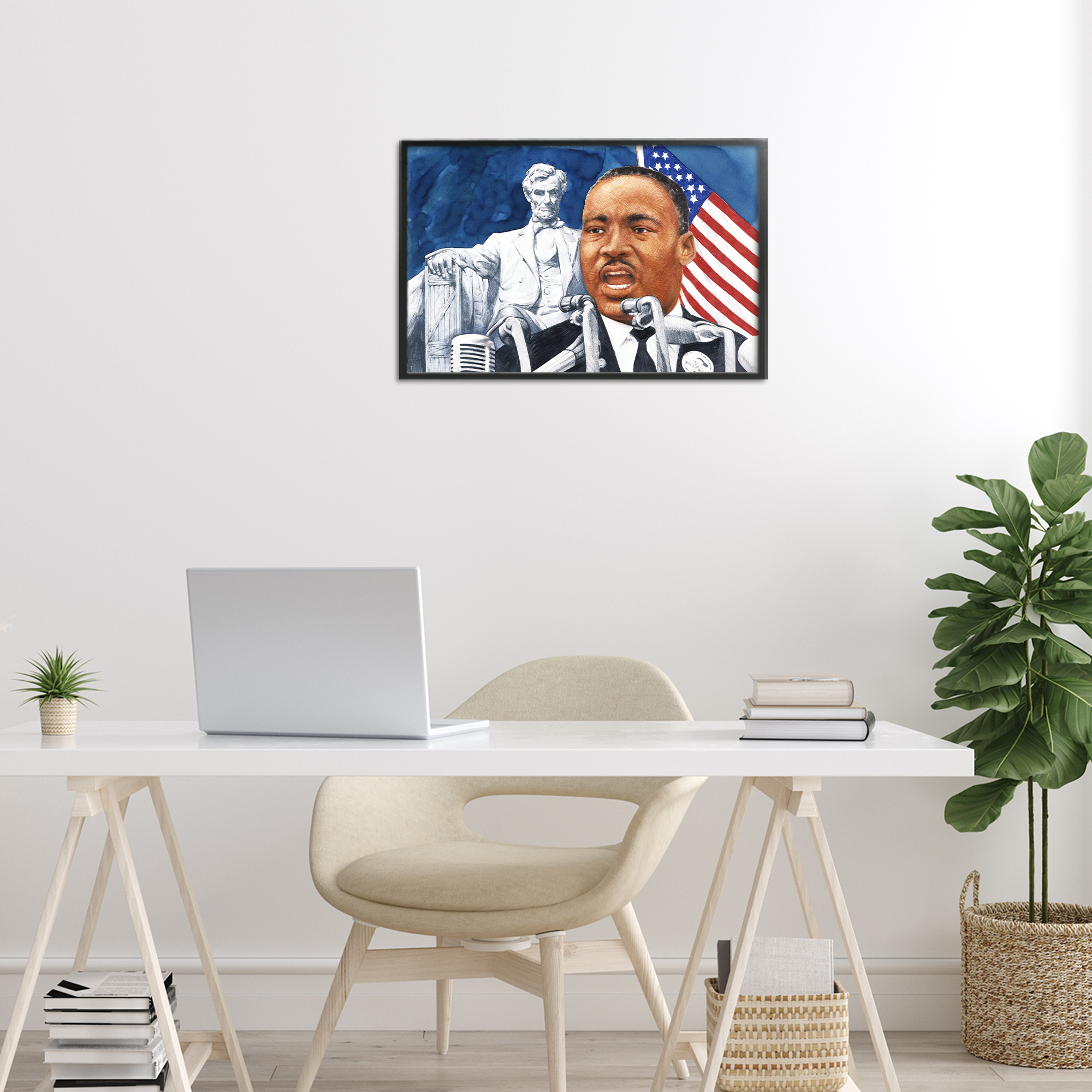 1960s American Speech Portrait Black Framed Giclee Art, design by Wind River Studios