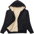 thumbnail image 1 of Chaqueta de forro polar de invierno para mujer, sudadera con capucha y cremallera completa con forro Sherpa y bolsillo, L, Black Sincero Electrónica, 1 of 4
