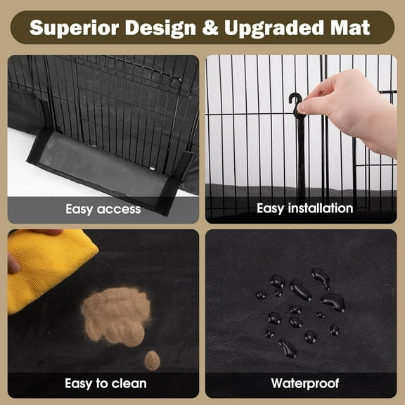 12 Panels Small Animal Playpen with Waterproof Mat -  Metal Wire Yard Fence for Guinea Pigs, Rabbits, Kittens, Puppies, Hamsters, and Hedgehogs - Indoor & Outdoor Pet Cage