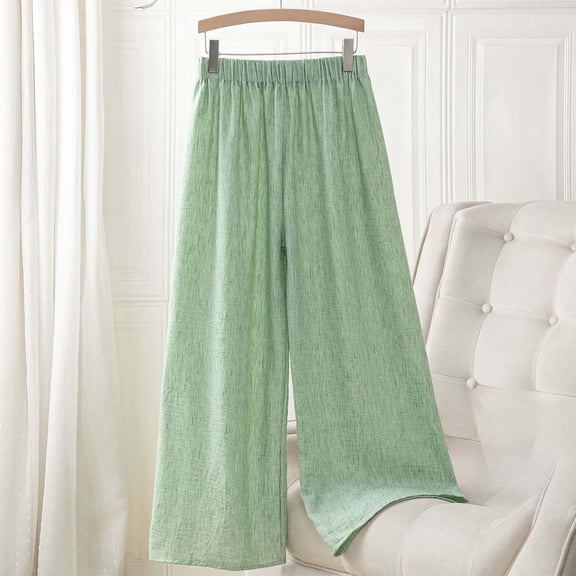 Blmnix Bamboo Pajamas Women Pajama Sets Pajama Pants Sleep Pants Sleepwear Crew Neck Green Sleeveless Full Plus Size Pajamas for Women Set,Free Size