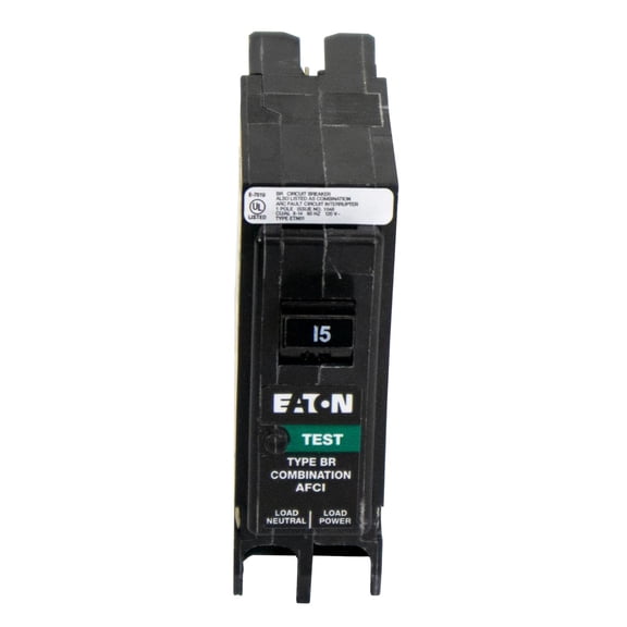 Eaton BRP115GF Breaker, 15A, 1P, 120V, 10 kAIC, Type BR Ground Fault