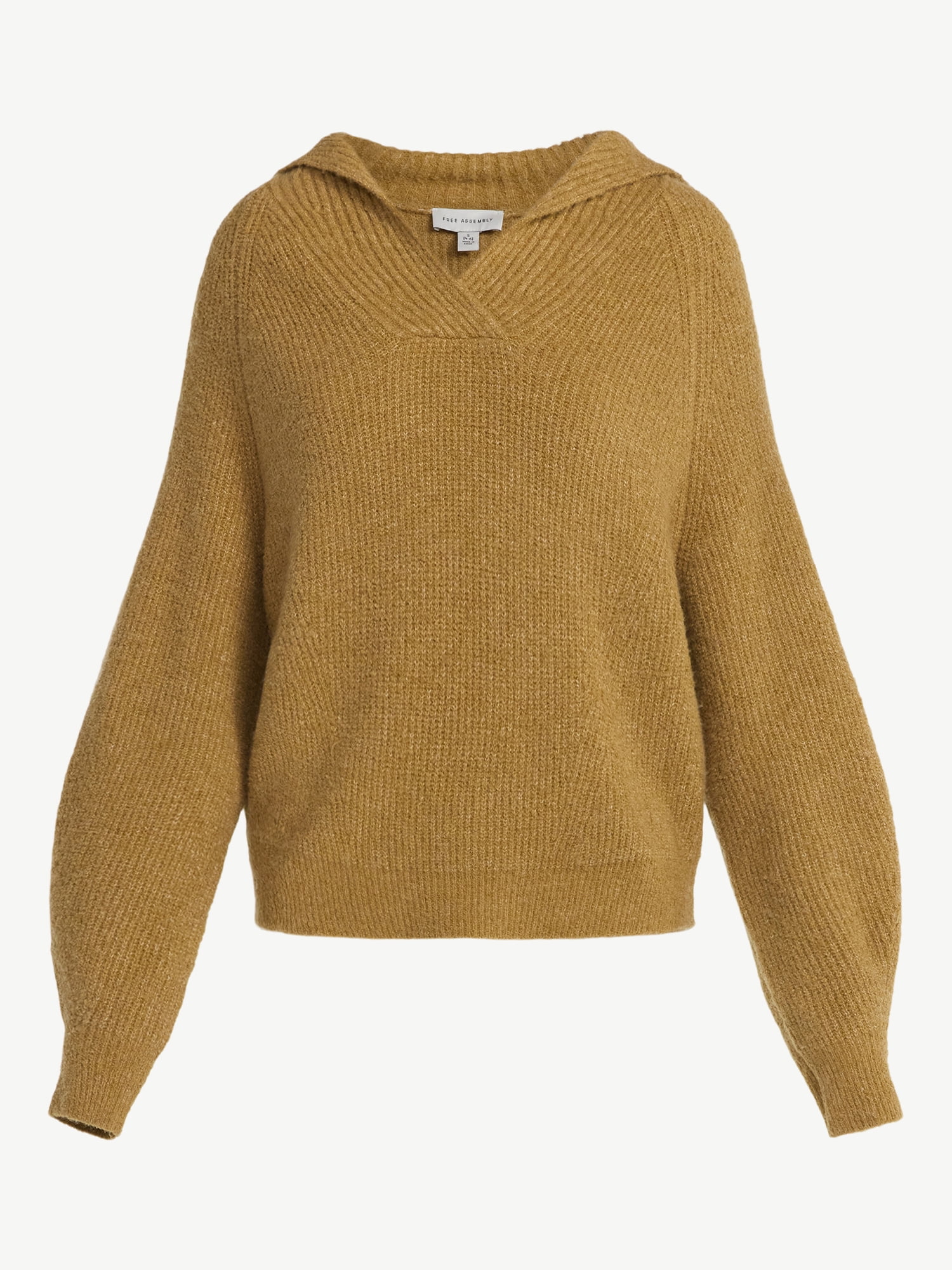 Free Assembly Women's V-Collar Sweater with Long Sleeves, Midweight, Sizes, XS-XXL