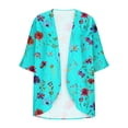 thumbnail image 3 of DJskiyers 3/4 Sleeve Cardigan for Women Lightweight Chiffon Bloses Print Kimono Cardigans Short Sleeve Loose Cover up Summer Blouse Top, 3 of 5