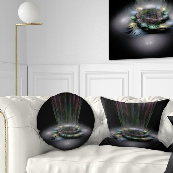 Designart Shiny Colorful Abstract Flower Theme - Flower Throw Pillow - 12x20