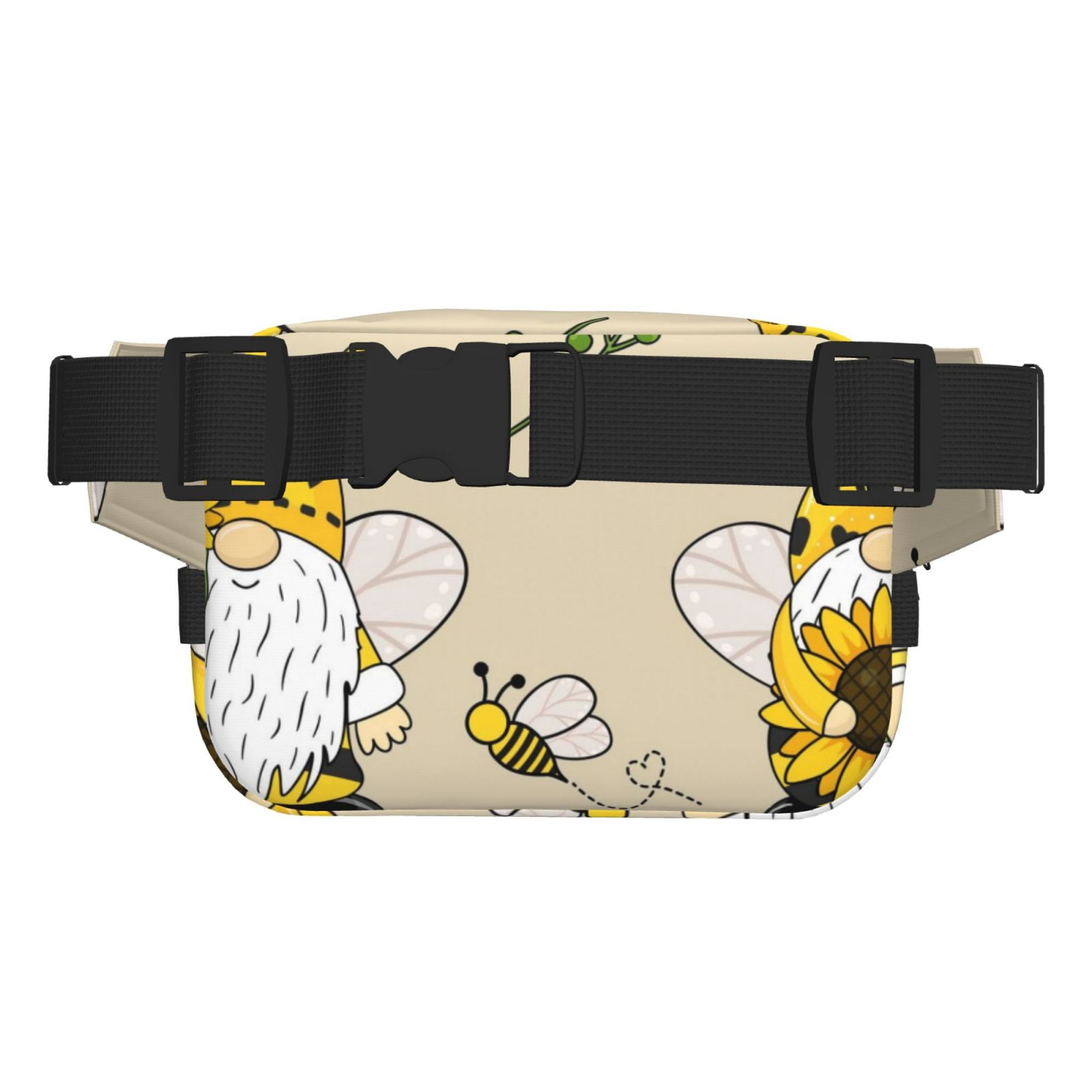 Picia Gnomes Bees And Sunflowers Print Square Double-Layer Waist Bag Mini Adjustable Waist Belt Bag Exercise Running Travel Hiking