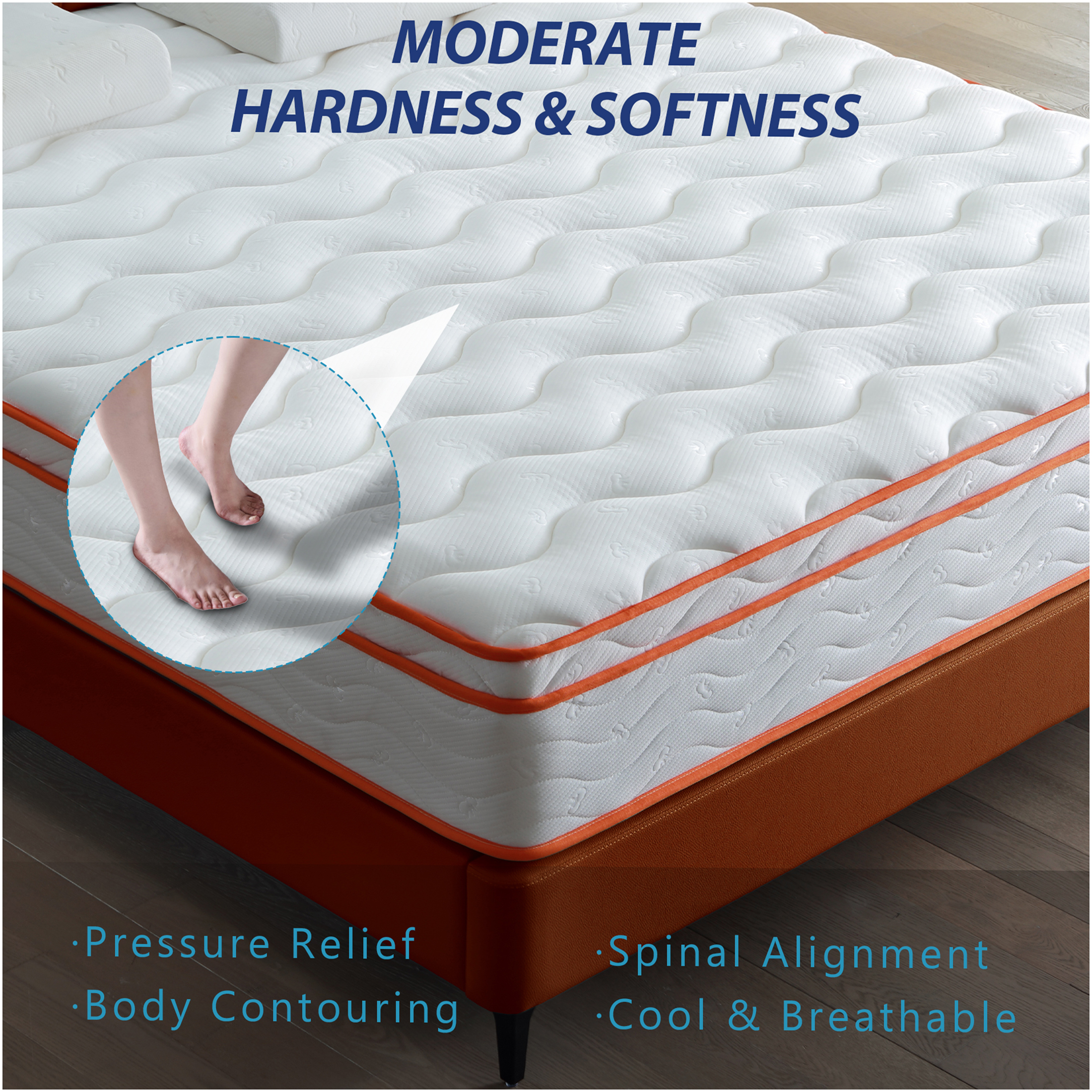 JERFIT 12 Inch King Hybrid Mattress with Euro Top, Medium Firm Feel, Gel Memory Foam & Pocket Springs for Cooling Support, Motion Isolation, Pressure Relief, CertiPUR-US Certified, Bed in a Box