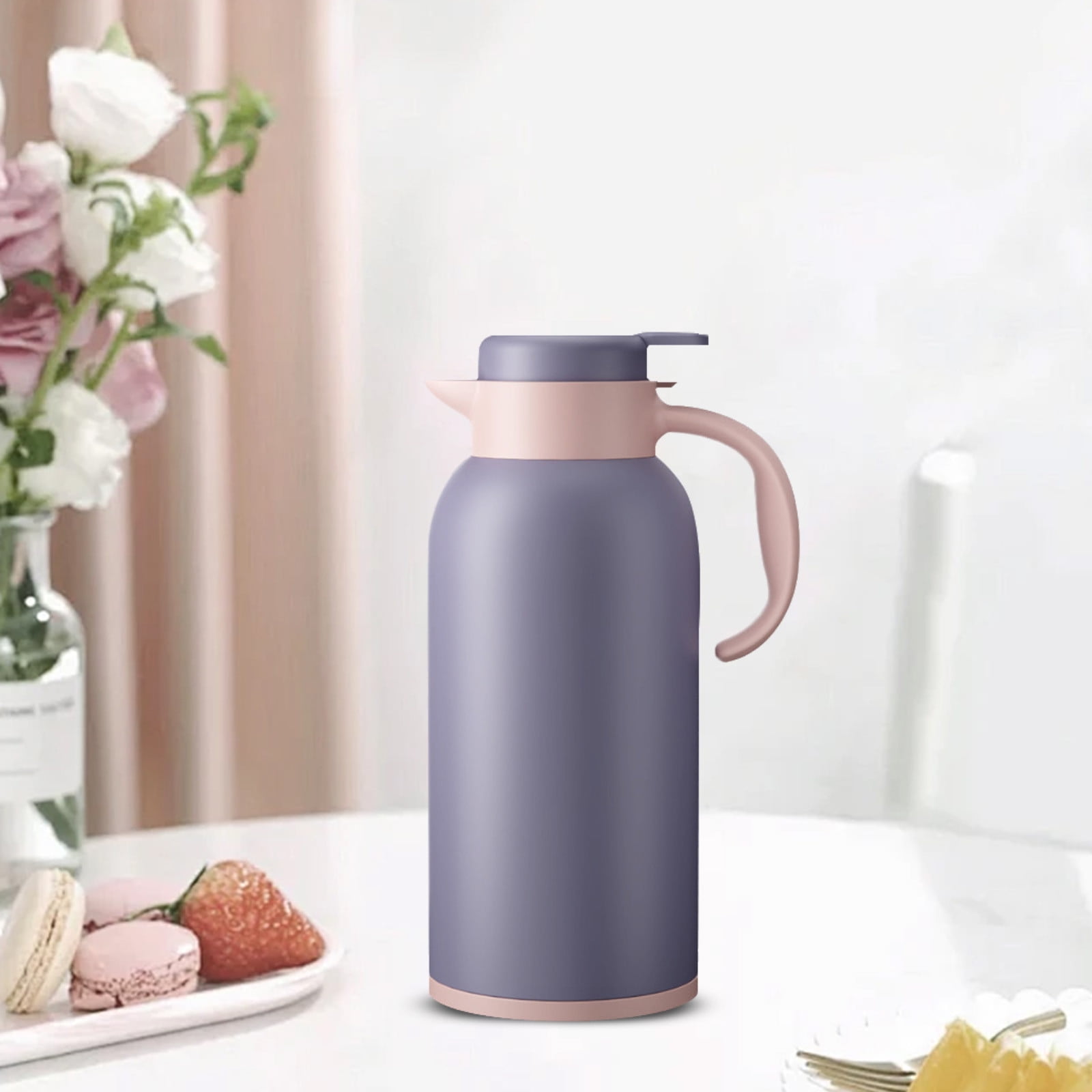 AuroraX 50 oz Water Bottles Stainless Steel Vacuum Insulated Smart Cups,Temperature Display Carry Handle Double Wall Car Water Cup(Purple)