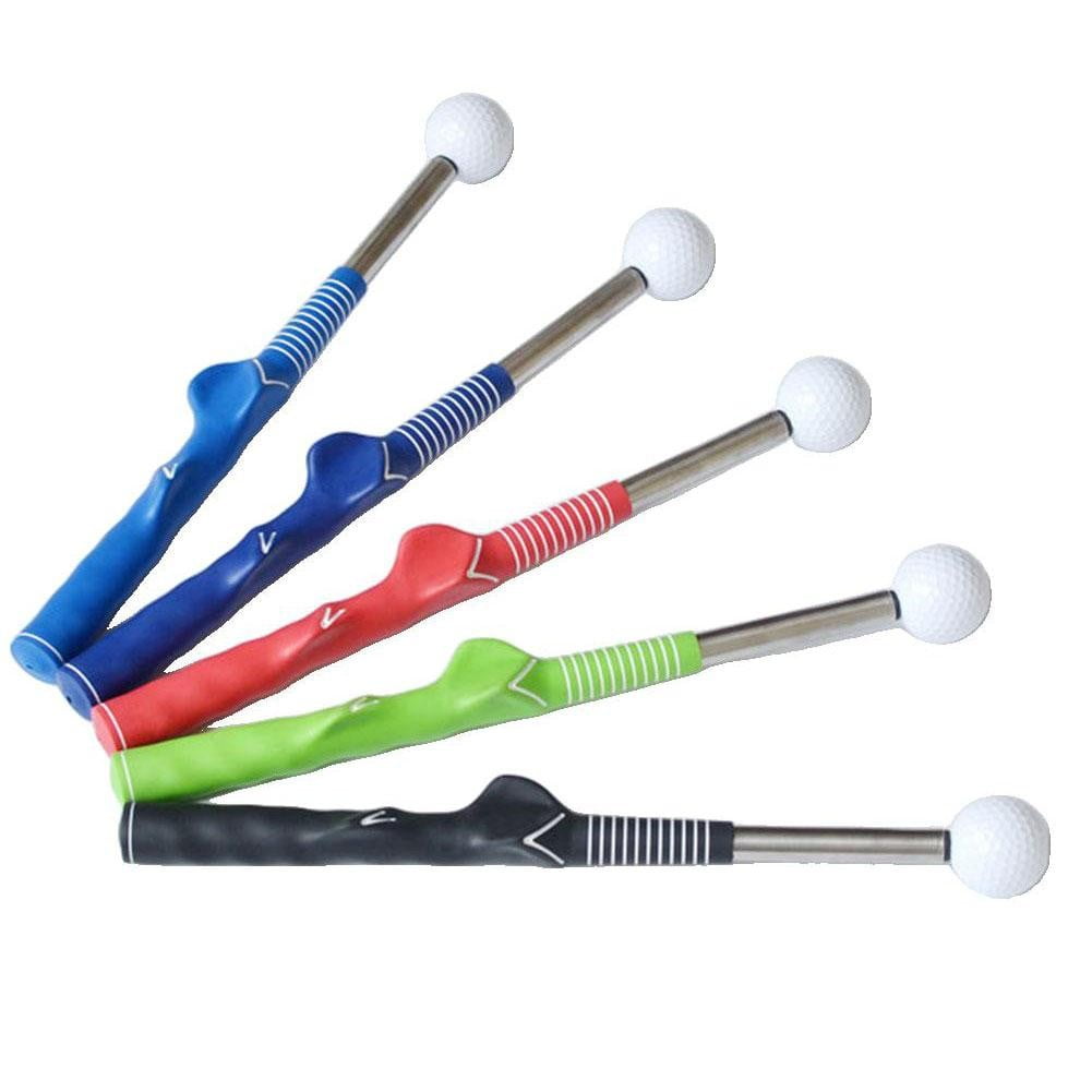 Golf Grip Swing Training Aid Retractable Soundable Golf Trainer Devices Green