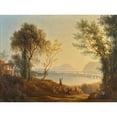 thumbnail image 2 of Joseph Rebell 24x19 Gold Ornate Framed and Double Matted Museum Art Print Titled - Italian Landscape with Sunset (1825), 2 of 4