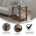 thumbnail image 6 of BizChair Modern Farmhouse Wooden 2 Tier End Table with Black Metal Corner Accents and Cross Bracing, Rustic Oak, 6 of 11