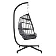 thumbnail image 4 of Fauteuil Oeuf Suspendu en Rotin et Acier Ember avec Coussins, 4 of 7