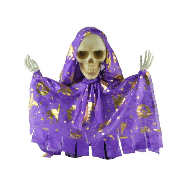 Toystoory Decoraciones eléctricas de terror para Halloween, muñecas con cabeza de esqueleto que gritan luminosas, juguetes de Control de voz de miedo, Kits de decoración para fiestas Violeta Toystoory HA068764-02