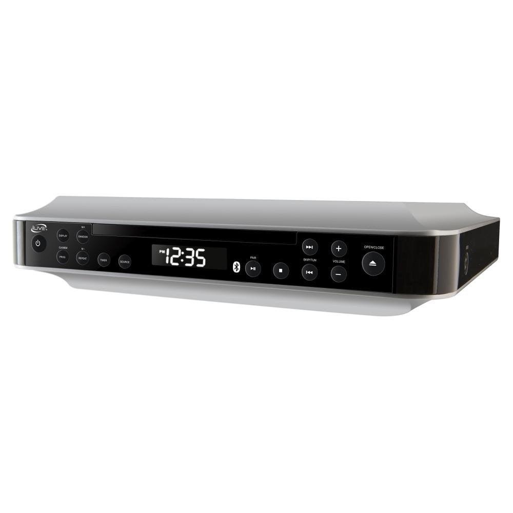 iLive Bluetooth Under Cabinet Radio CD Player, Bluetooth, USB, AUX, MP3, CD, Wireless Music System with Kitchen Timer, Digital Clock and Hands Free Speakerphone with Remote Control