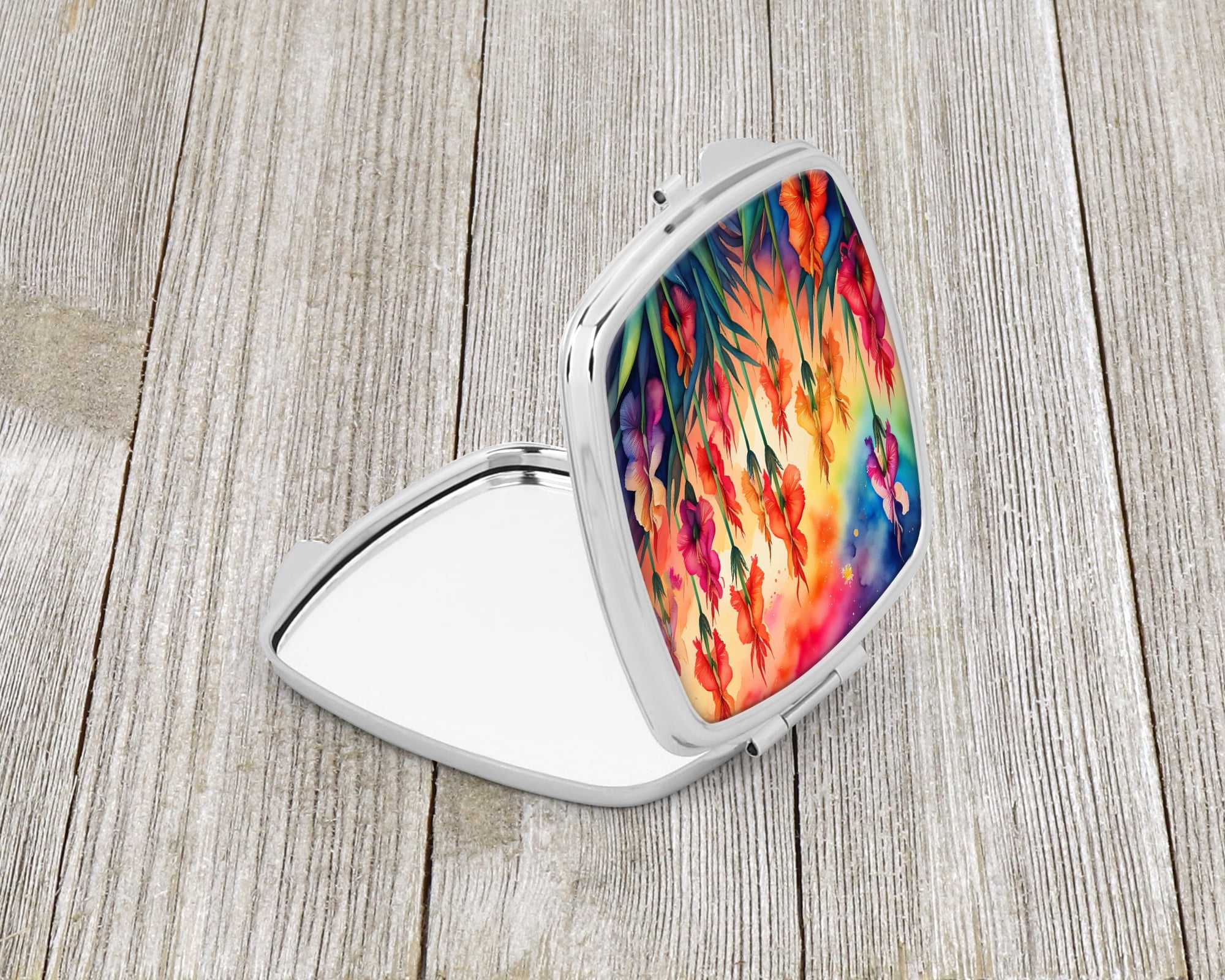 Colorful Gladiolus Compact Mirror 2.75 in x 3 in