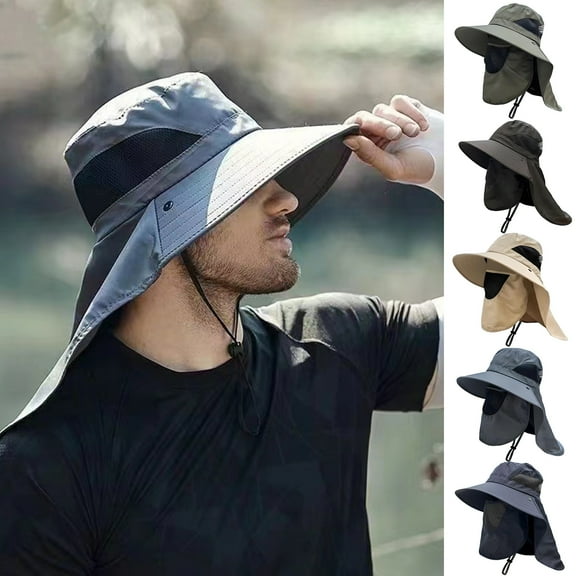 Harmtty Summer UV Protection Sun Hat for Men Women Outdoor Visor Bucket Hat with Neck Flap And Face Guard Wide Brim Fisherman Hat for Fishing Camping Hiking