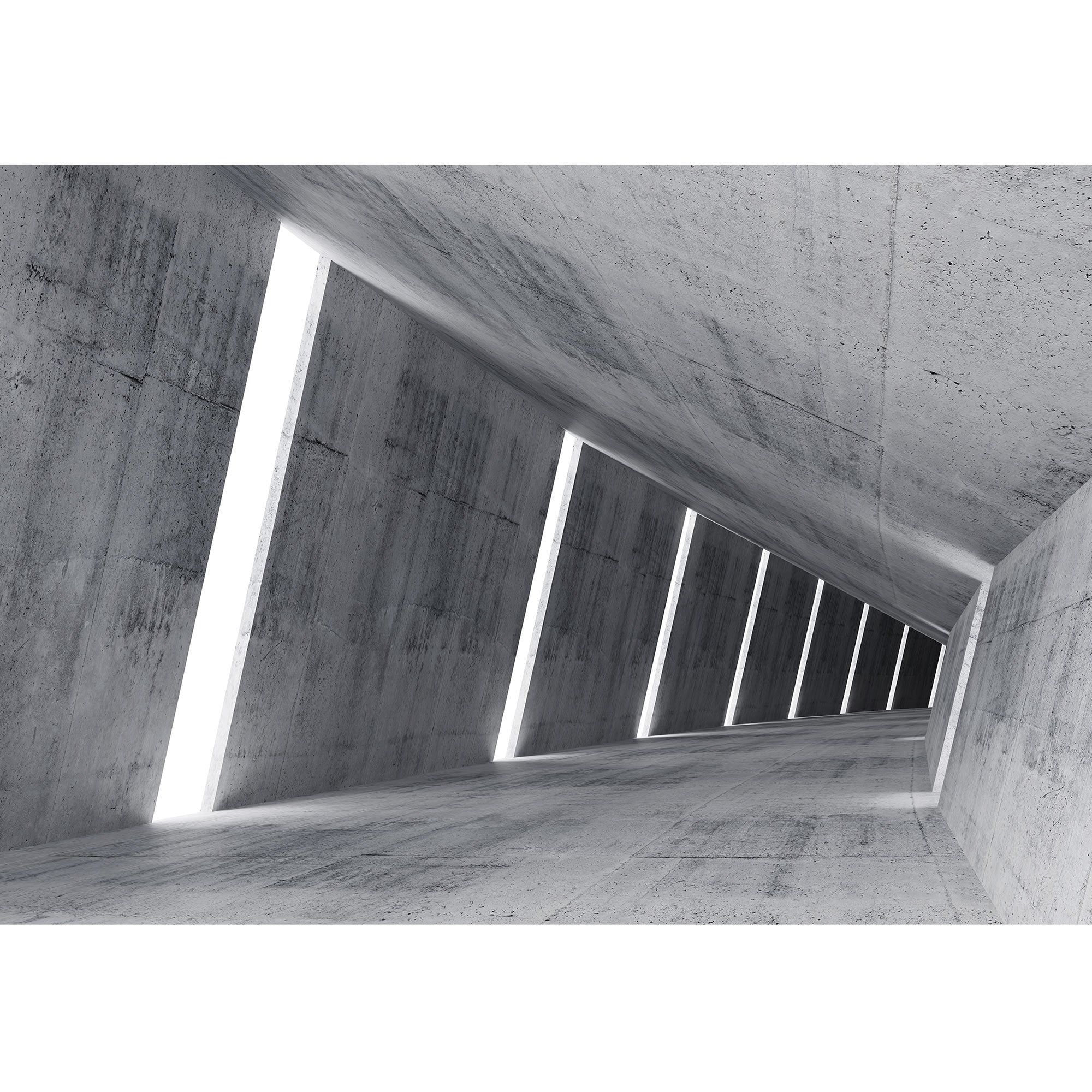 wall26 - Empty Abstract Concrete Interior, 3D Render of Pitched Tunnel - Removable Wall Mural | Self-Adhesive Large Wallpaper - 100x144 inches