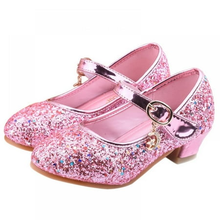 

Korean Style Fashion Simple High Heels Shoes Children Full Sequin Design